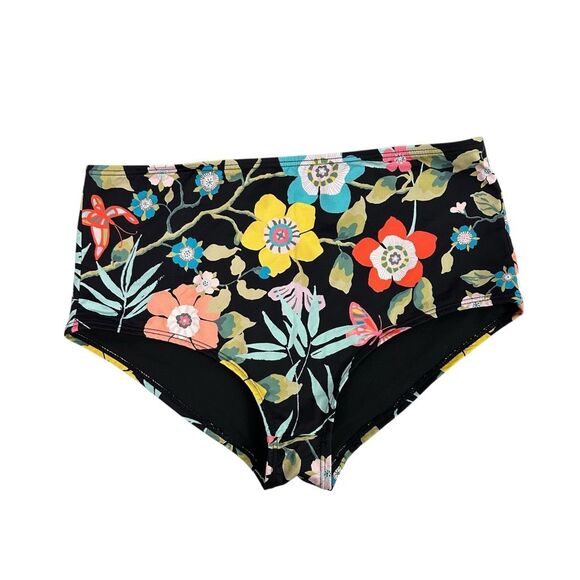 J. Crew Liberty Fabric Bikini 36B Top / Medium Bottom Black Pink Yellow - Picture 2 of 16
